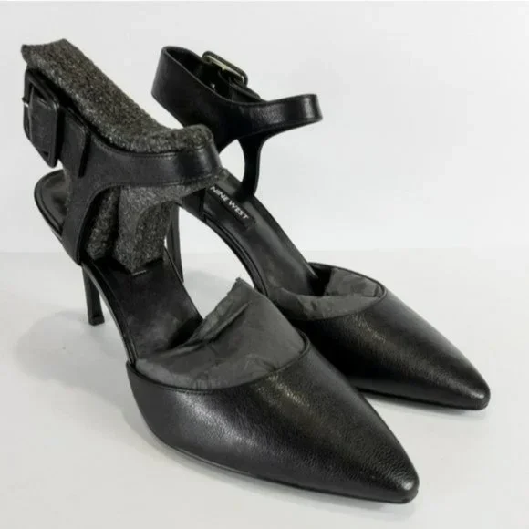 Nine West Elisabeti Leather Pointed Toe Formal Slingback Sandals - Picture 5 of 7